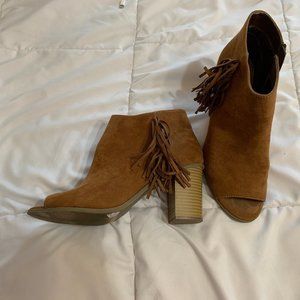 Boho Peep Toe Heeled Bootie